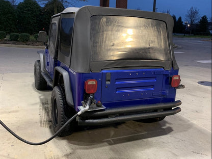 Barricade Double Tubular Rear Bumper; Textured Black (76-06 Jeep CJ, Wrangler YJ & TJ)