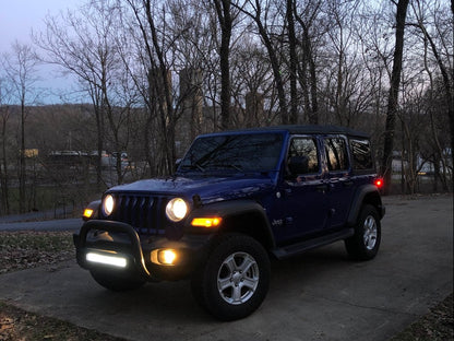 Barricade HD Bull Bar with Skid Plate and 20-Inch Dual Row LED Light Bar; Textured Black (18-25 Jeep Wrangler JL)