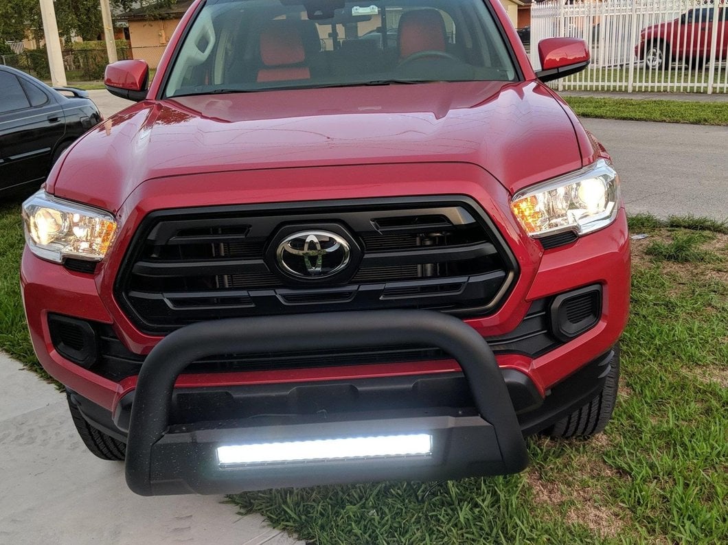Barricade 3.50-Inch Bull Bar with Skid Plate and 20-Inch Dual Row LED Light Bar; Black (16-23 Tacoma)