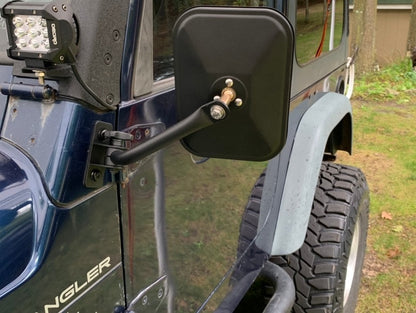 Barricade Quick Release Rectangular Mirrors; Textured Black (97-06 Jeep Wrangler TJ)