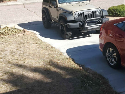Barricade HD Bull Bar with Skid Plate and 20-Inch Dual-Row LED Light Bar; Textured Black (10-18 Jeep Wrangler JK)