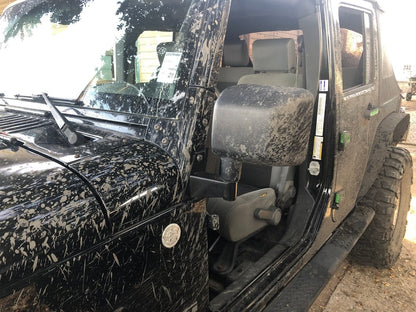 Barricade Side Mirror Relocation Kit; Black (07-18 Jeep Wrangler JK w/o Factory Powered & Heated Mirrors)
