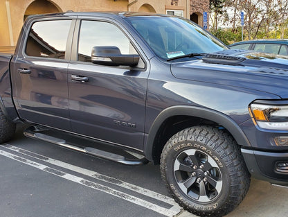 Barricade 4-Inch Oval Bent End Side Step Bars; Black (19-25 RAM 1500 Crew Cab)