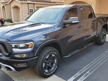 Barricade 4-Inch Oval Bent End Side Step Bars; Black (19-25 RAM 1500 Crew Cab)