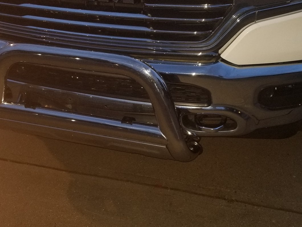 Barricade 3.50-Inch Oval Bull Bar with Skid Plate; Stainless Steel (19-24 RAM 1500, Excluding Rebel & TRX)