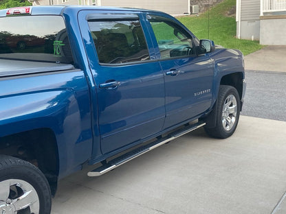 Barricade 4-Inch Flat Oval Running Boards; Stainless Steel (14-18 Silverado 1500 Crew Cab)