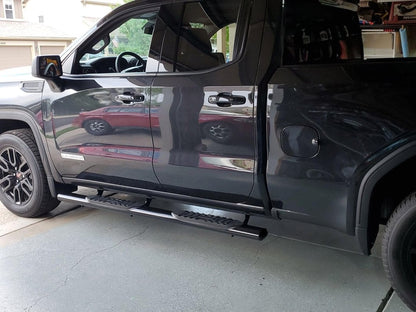 Barricade 5-Inch Oval Straight End Side Step Bars; Black (19-25 Sierra 1500 Double Cab)