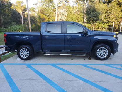 Barricade 4-Inch Oval Bent End Side Step Bars; Stainless Steel (19-25 Silverado 1500 Crew Cab)