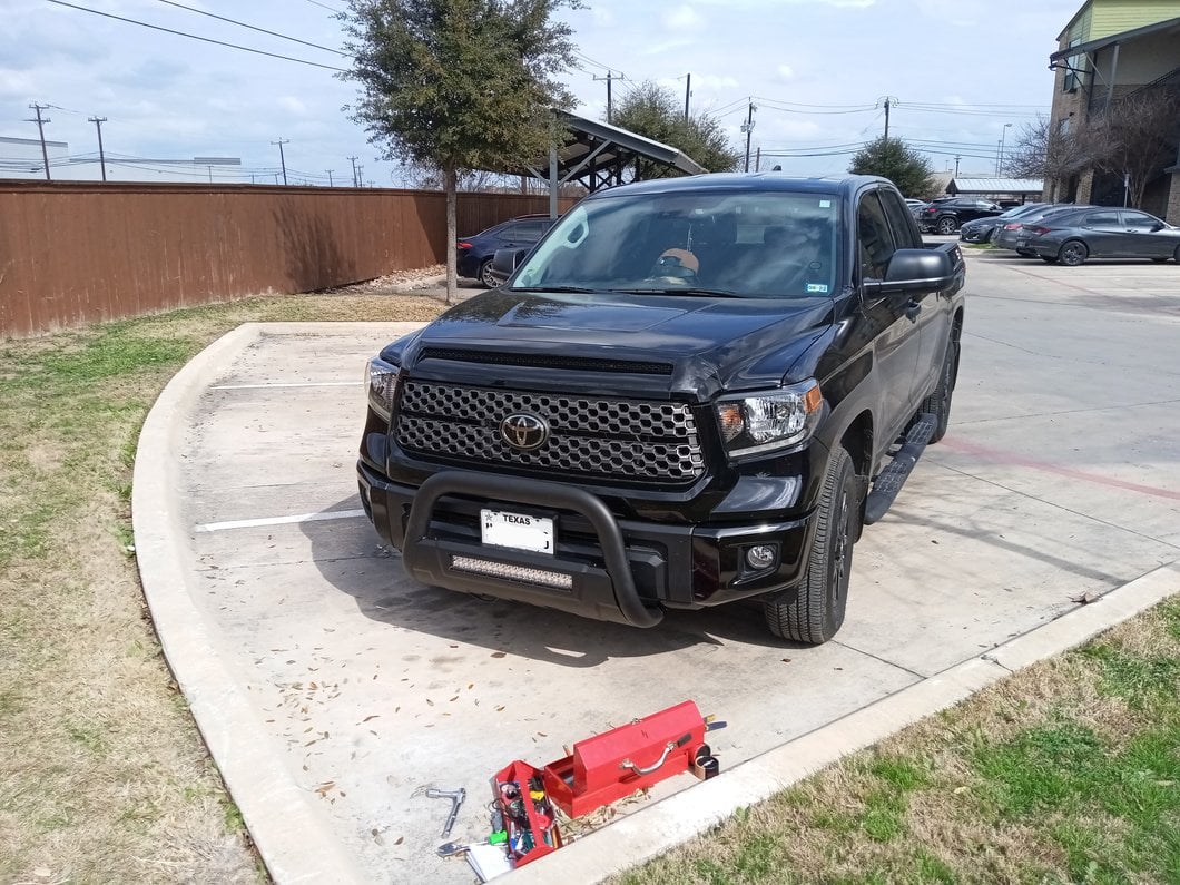 Barricade 3.50-Inch Bull Bar with Skid Plate and 20-Inch LED Light Bar; Textured Black (07-21 Tundra)
