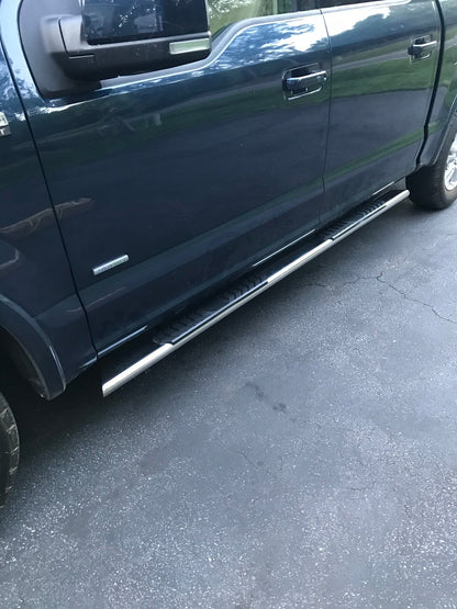 Barricade 4-Inch Flat Oval Running Boards; Stainless Steel (15-25 F-150 SuperCrew)