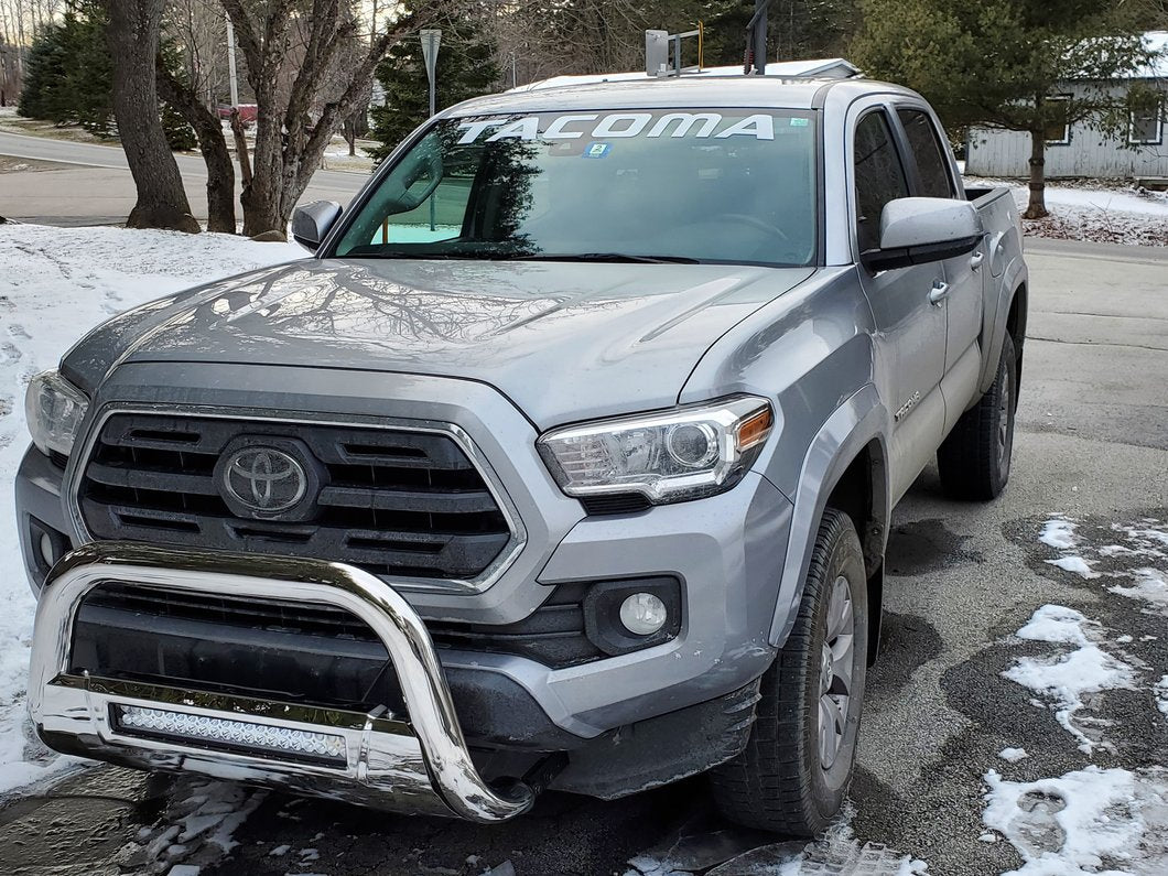 Barricade 3.50-Inch Bull Bar with Skid Plate and 20-Inch Dual Row LED Light Bar; Stainless Steel (16-23 Tacoma)