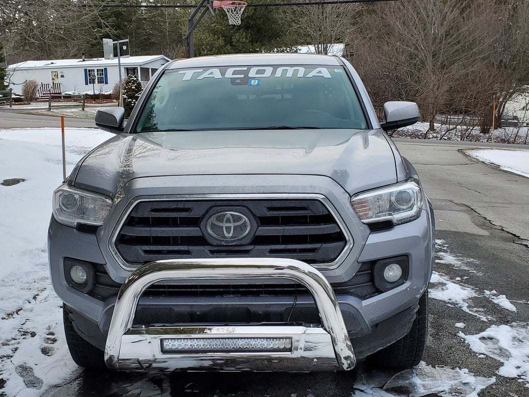 Barricade 3.50-Inch Bull Bar with Skid Plate and 20-Inch Dual Row LED Light Bar; Stainless Steel (16-23 Tacoma)