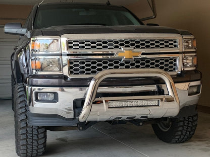 Barricade HD Bull Bar with Skid Plate and 20-Inch LED Dual-Row LED Light Bar; Stainless Steel (07-18 Silverado 1500)