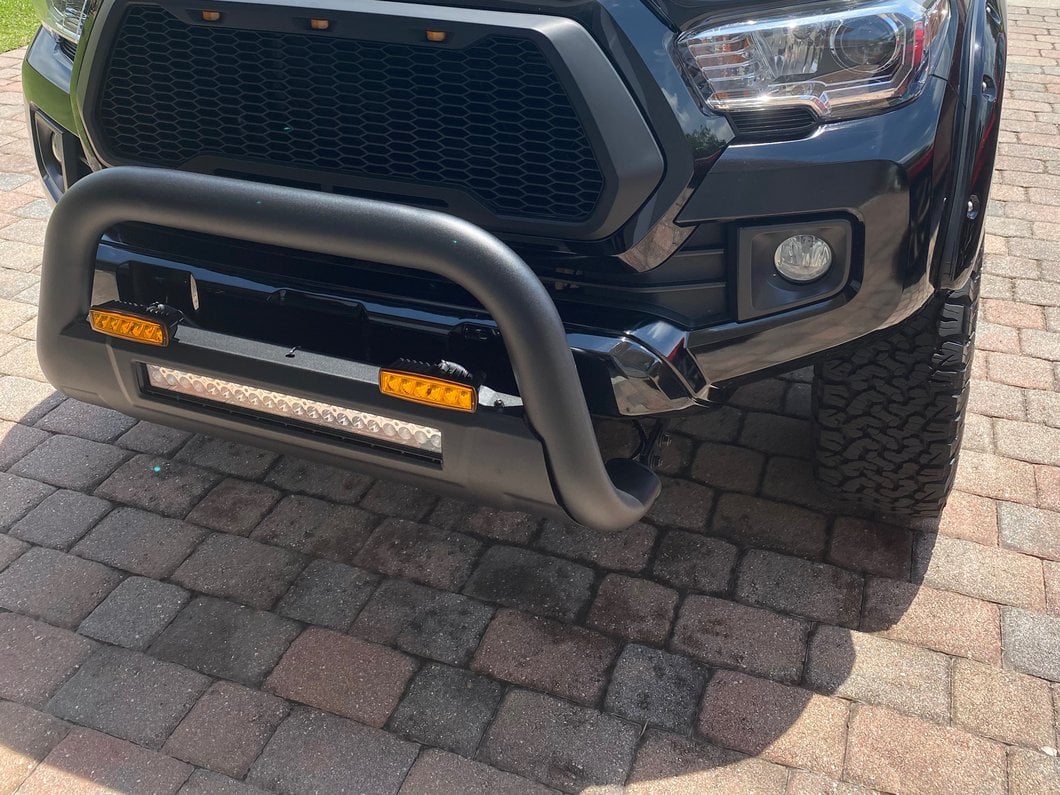 Barricade 3.50-Inch Bull Bar with Skid Plate and 20-Inch Dual Row LED Light Bar; Black (16-23 Tacoma)