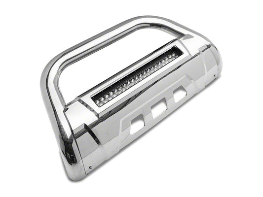 Barricade 3.50-Inch Bull Bar with Skid Plate and 20-Inch LED Light Bar; Stainless Steel (15-22 Canyon)