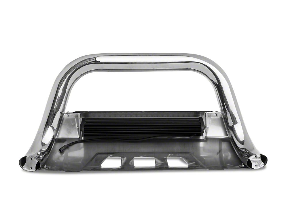 Barricade 3.50-Inch Bull Bar with Skid Plate and 20-Inch LED Light Bar; Stainless Steel (15-22 Canyon)