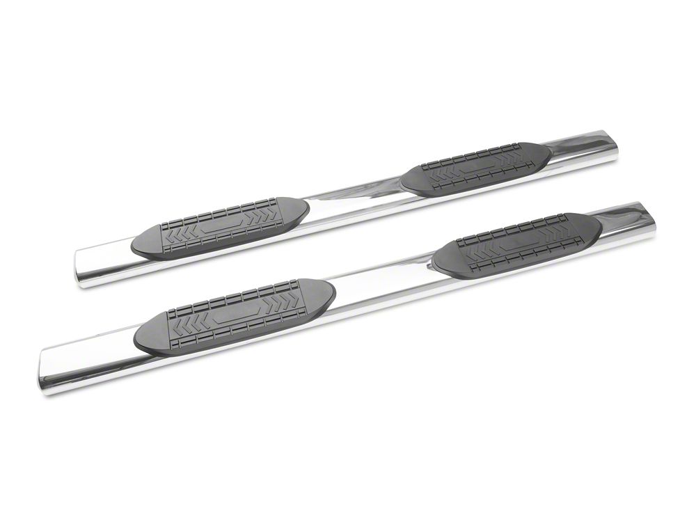 Barricade 5-Inch Oval Straight End Side Step Bars; Stainless Steel (15-22 Canyon Crew Cab)