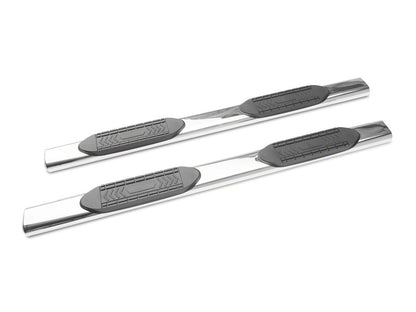 Barricade 5-Inch Oval Straight End Side Step Bars; Stainless Steel (15-22 Canyon Crew Cab)