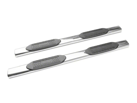 Barricade 5-Inch Oval Straight End Side Step Bars; Stainless Steel (15-22 Canyon Crew Cab)