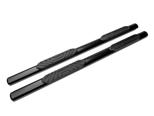 Barricade 4-Inch Oval Straight End Side Step Bars; Rocker Mount; Black (07-19 Sierra 3500 HD Extended/Double Cab)
