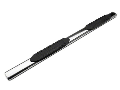 Barricade 5-Inch Oval Straight End Side Step Bars; Rocker Mount; Stainless Steel (07-19 Sierra 2500 HD Extended/Double Cab)