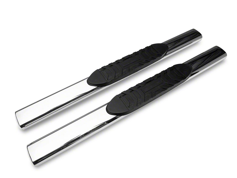 Barricade 5-Inch Oval Straight End Side Step Bars; Rocker Mount; Stainless Steel (07-19 Sierra 2500 HD Regular Cab)