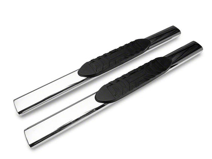 Barricade 5-Inch Oval Straight End Side Step Bars; Rocker Mount; Stainless Steel (07-19 Sierra 2500 HD Regular Cab)