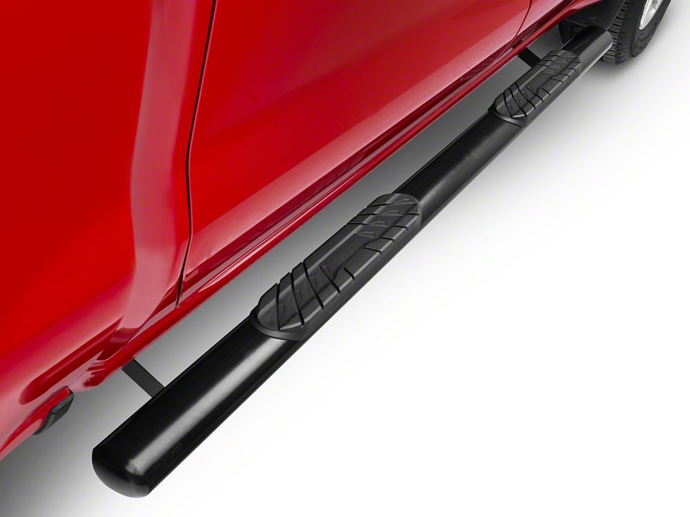 Barricade 4-Inch Oval Straight End Side Step Bars; Black (20-25 Sierra 2500 HD Crew Cab)