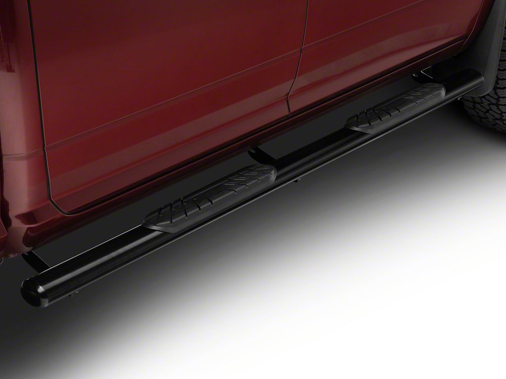 Barricade 4-Inch Oval Straight End Side Step Bars; Black (10-24 RAM 2500 Crew Cab)