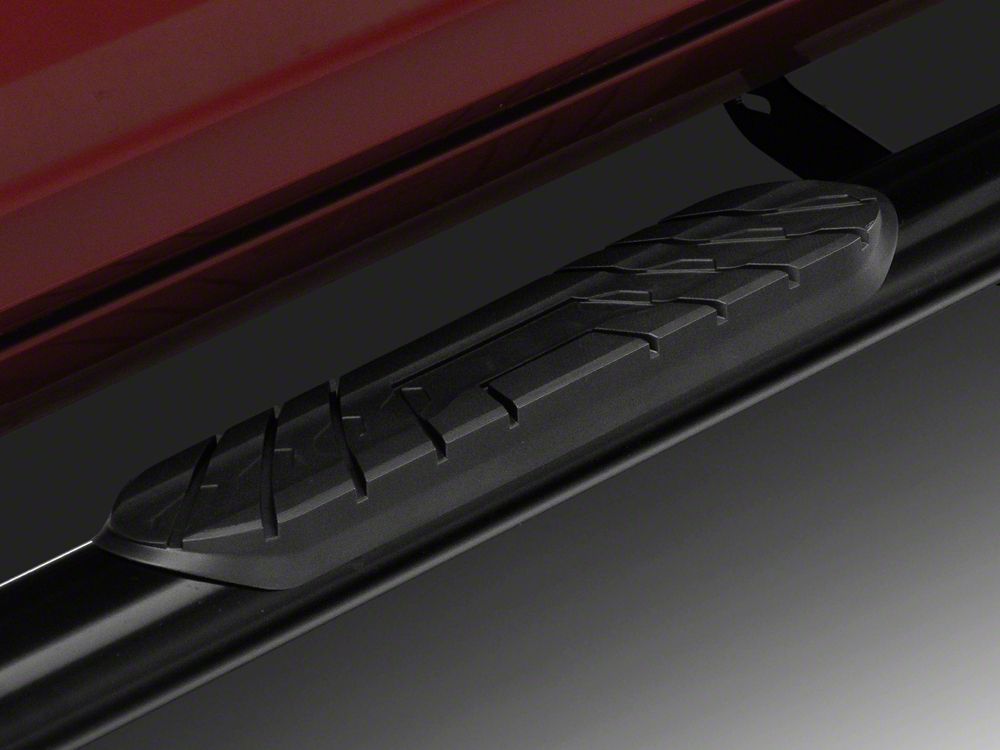 Barricade 4-Inch Oval Straight End Side Step Bars; Black (10-24 RAM 2500 Crew Cab)