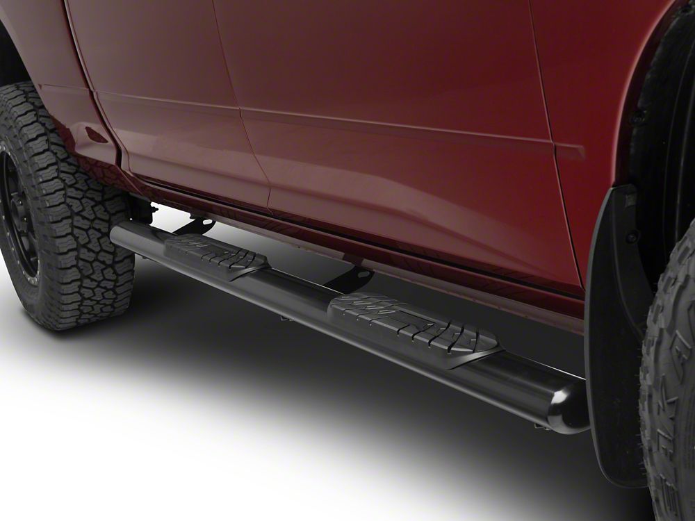 Barricade 4-Inch Oval Straight End Side Step Bars; Black (10-24 RAM 2500 Crew Cab)