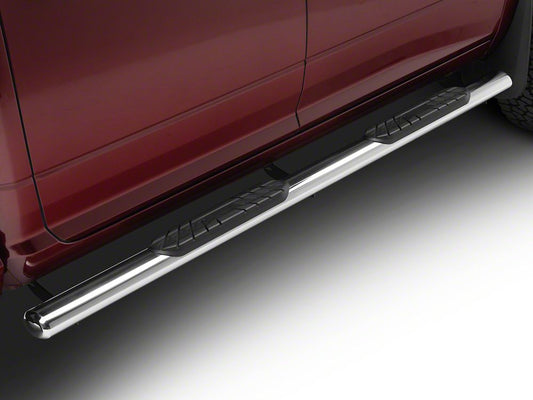Barricade 4-Inch Oval Straight End Side Step Bars; Stainless Steel (10-24 RAM 2500 Crew Cab)