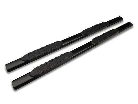 Barricade 5-Inch Oval Straight End Side Step Bars; Gloss Black (10-24 RAM 2500 Crew Cab)