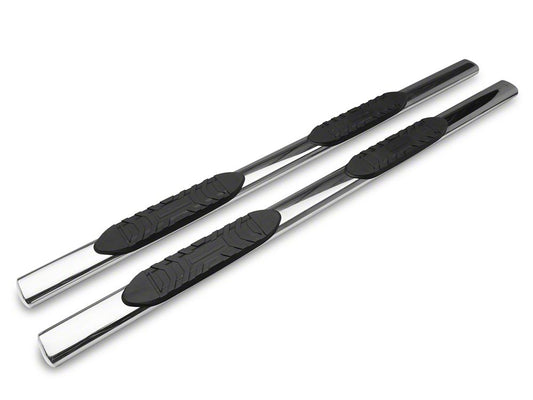 Barricade 5-Inch Oval Straight End Side Step Bars; Stainless Steel (10-24 RAM 2500 Mega Cab)