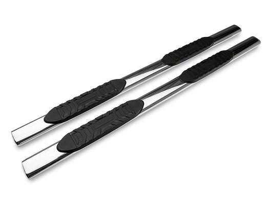 Barricade 5-Inch Oval Straight End Side Step Bars; Stainless Steel (10-24 RAM 2500 Crew Cab)