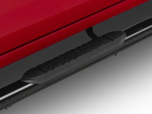 Barricade 4-Inch Oval Straight End Side Step Bars; Black (20-25 Silverado 2500 HD Crew Cab)