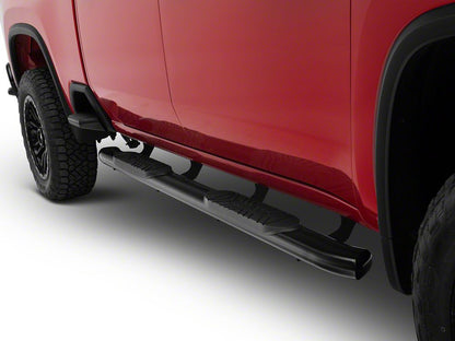 Barricade 5-Inch Oval Bent End Side Step Bars; Black (20-25 Silverado 2500 HD Crew Cab)