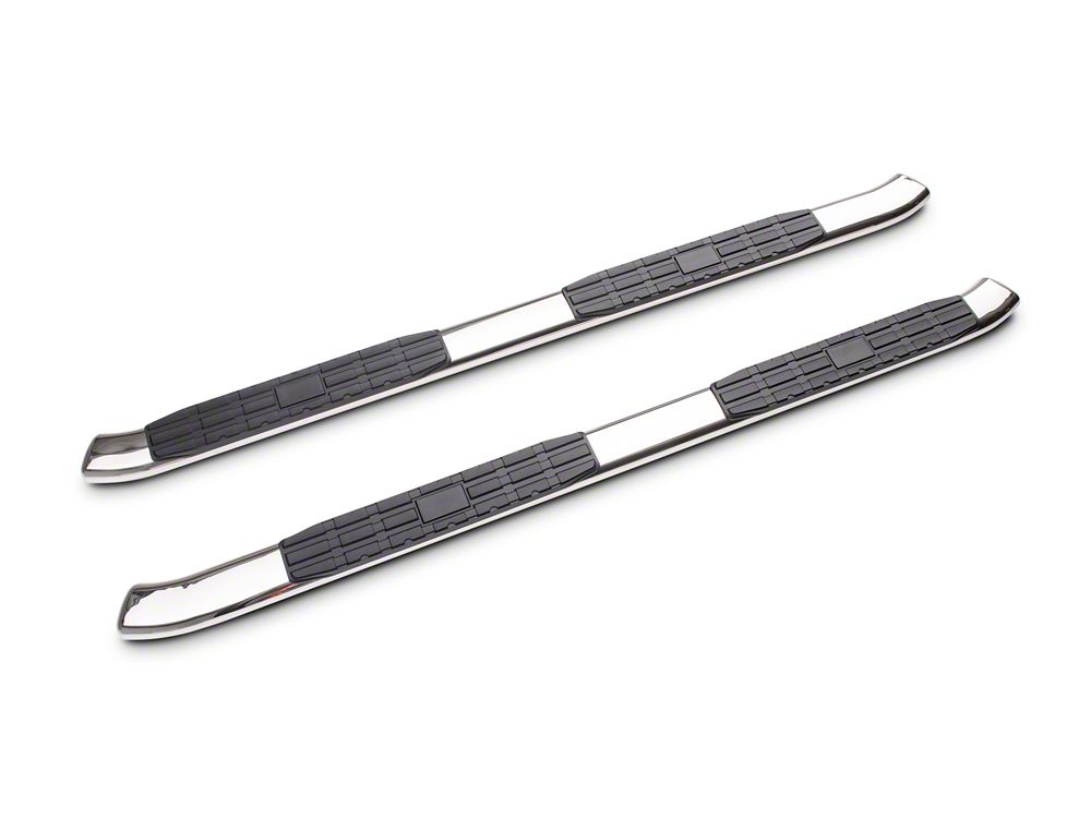 Barricade 5-Inch Oval Bent End Side Step Bars; Stainless Steel (20-25 Silverado 2500 HD Double Cab)