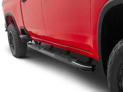 Barricade E-Series 5-Inch Oval Bent End Side Step Bars; Black (20-25 Silverado 2500 HD Crew Cab)