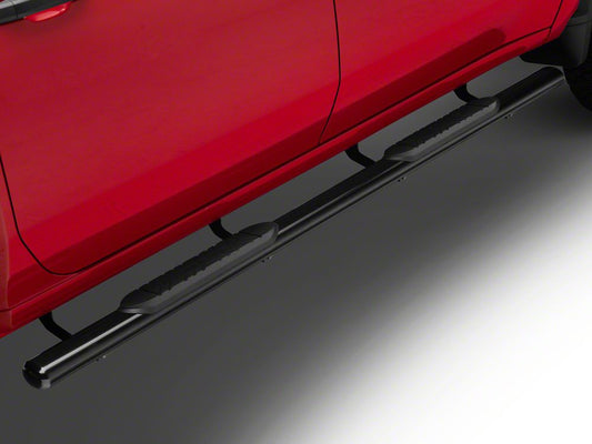 Barricade E-Series Oval Straight Side Step Bars; Black (20-25 Silverado 2500 HD Crew Cab)