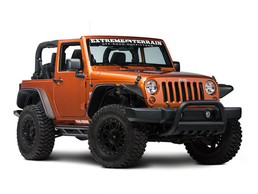 Barricade 3-Inch Bull Bar with Skid Plate; Textured Black (10-18 Jeep Wrangler JK)