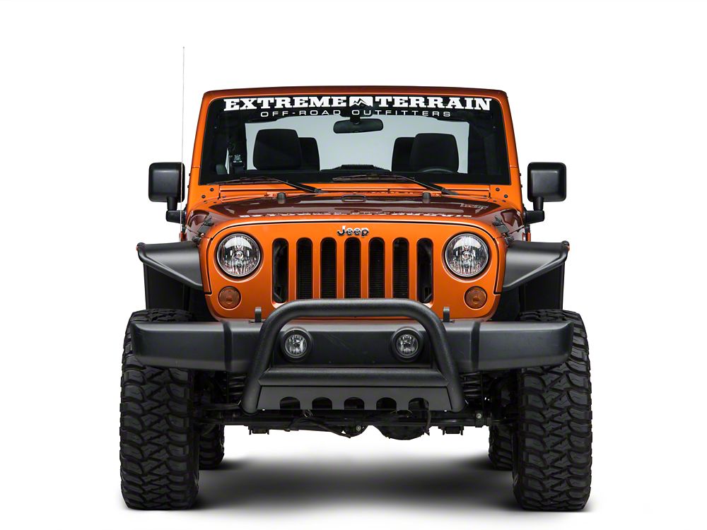 Barricade 3-Inch Bull Bar with Skid Plate; Textured Black (10-18 Jeep Wrangler JK)