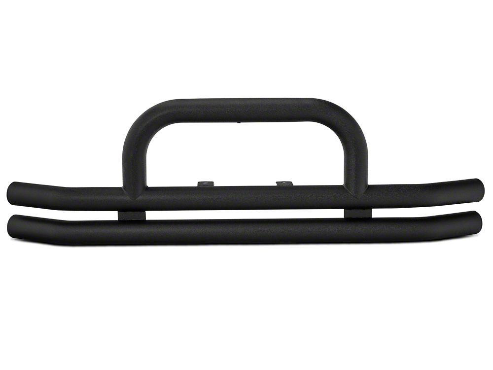 Barricade Double Tubular Front Bumper with Classic Over-Rider Hoop; Textured Black (76-06 Jeep CJ, Wrangler YJ & TJ)