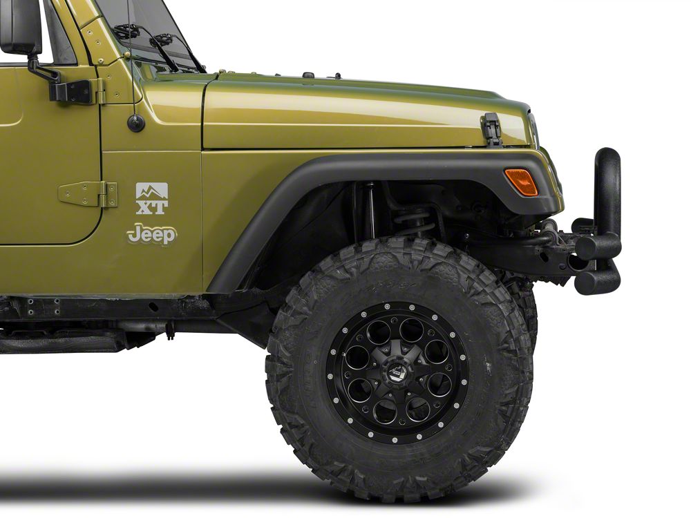 Barricade Double Tubular Front Bumper with Classic Over-Rider Hoop; Textured Black (76-06 Jeep CJ, Wrangler YJ & TJ)