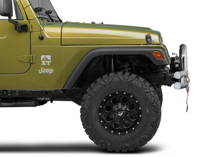 Barricade Double Tubular Front Bumper with Winch Cutout; Polished (87-06 Jeep Wrangler YJ & TJ)