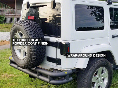 Barricade Rear Tubular Bumper with Wrap-Around; Textured Black (07-18 Jeep Wrangler JK)