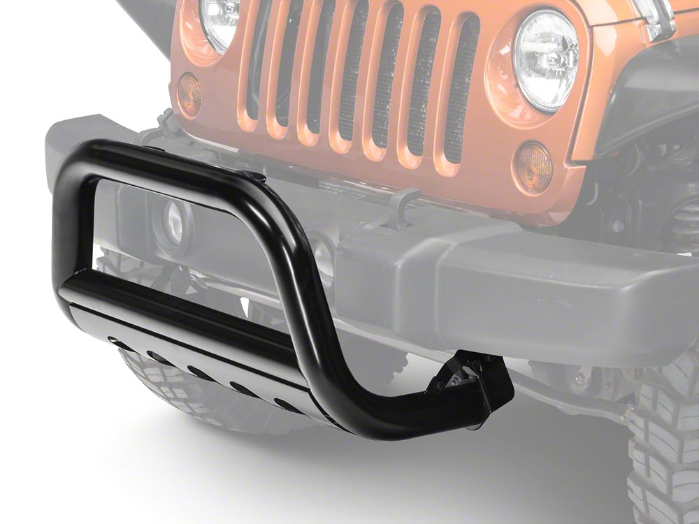 Barricade 3-Inch Bull Bar with Skid Plate; Gloss Black (10-18 Jeep Wrangler JK)