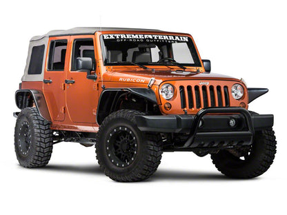 Barricade 3-Inch Bull Bar with Skid Plate; Gloss Black (10-18 Jeep Wrangler JK)