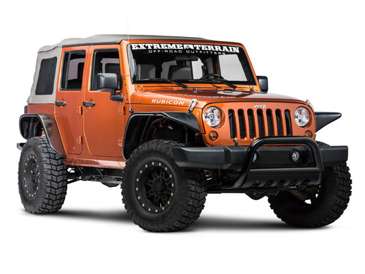 Barricade 3-Inch Bull Bar with Skid Plate; Gloss Black (10-18 Jeep Wrangler JK)