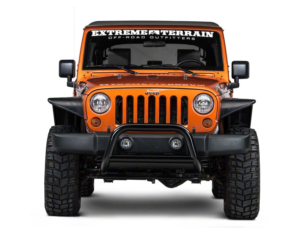 Barricade 3-Inch Bull Bar with Skid Plate; Gloss Black (10-18 Jeep Wrangler JK)